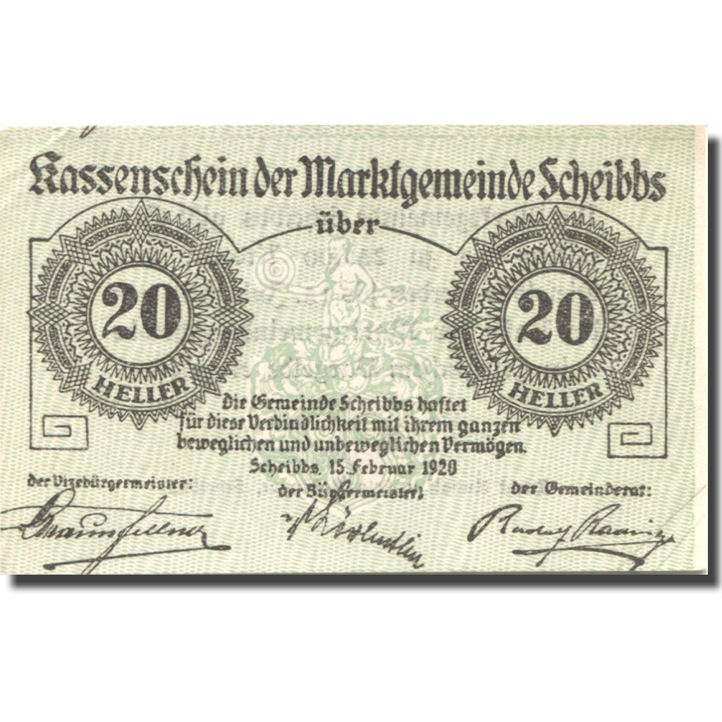 Banknote, Austria Scheibbs 20 Heller, valeur faciale, 1920 UNC(63) Mehl:FS 957Ia