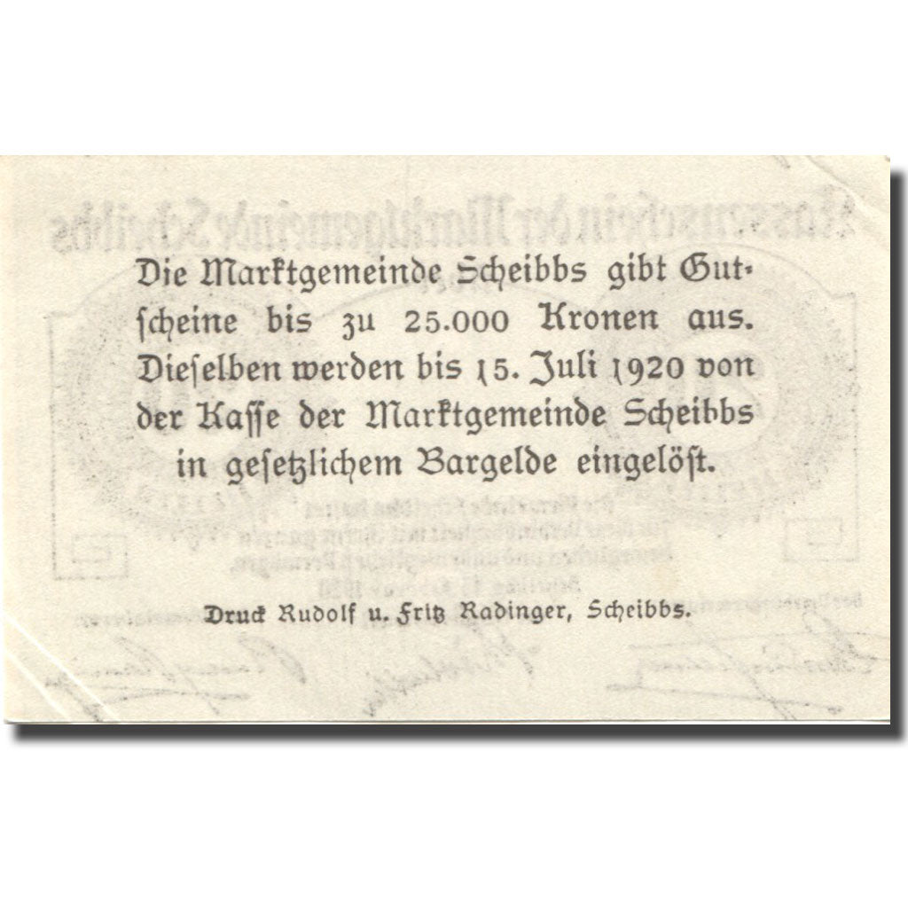 Banknote, Austria Scheibbs 20 Heller, valeur faciale, 1920 UNC(63) Mehl:FS 957Ia