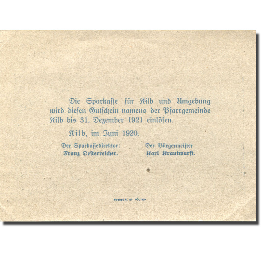 Geldschein, Österreich, Kilb, 50 Heller, château, 1920 UNZ- Mehl:FS 437IIIc