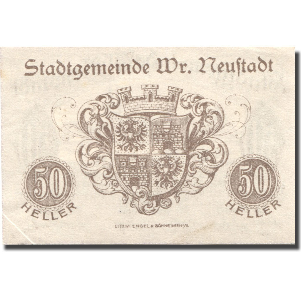 Banknote, Austria, Neustadt, 50 Heller, château, 1920 UNC(63) Mehl:FS 1230b