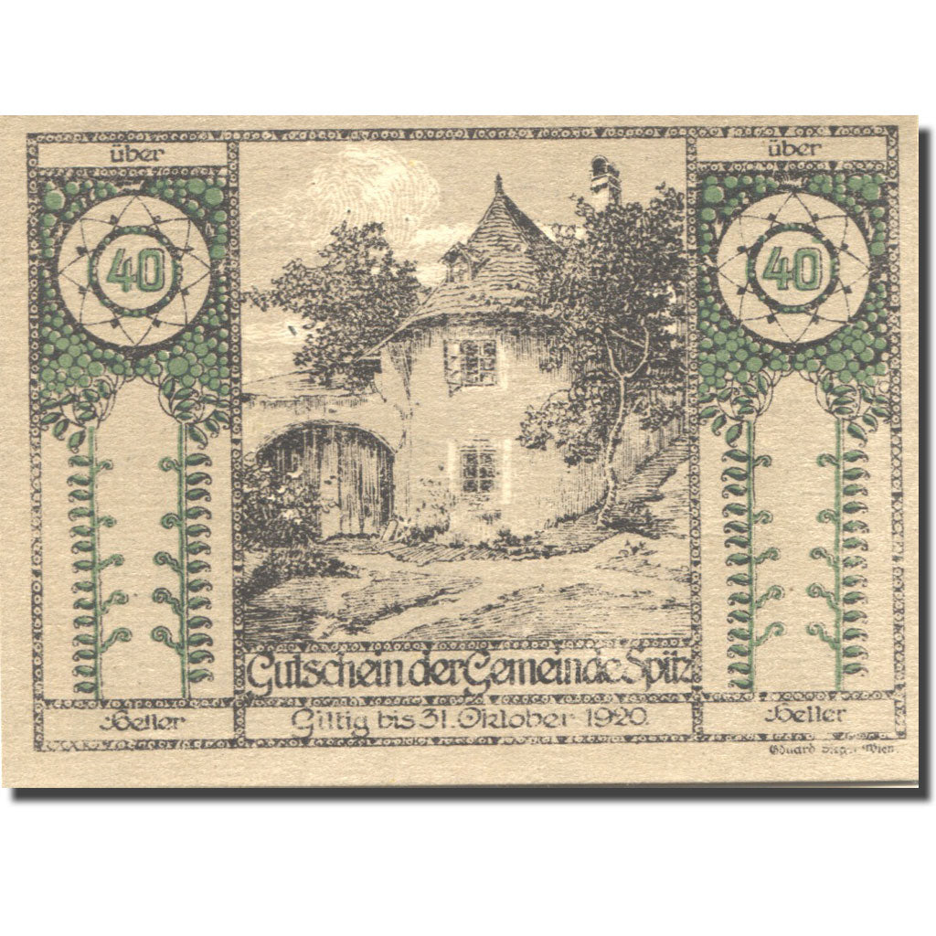 Banknote, Austria, Spitz, 40 Heller, château, 1920, UNC(63) Mehl:FS 1122