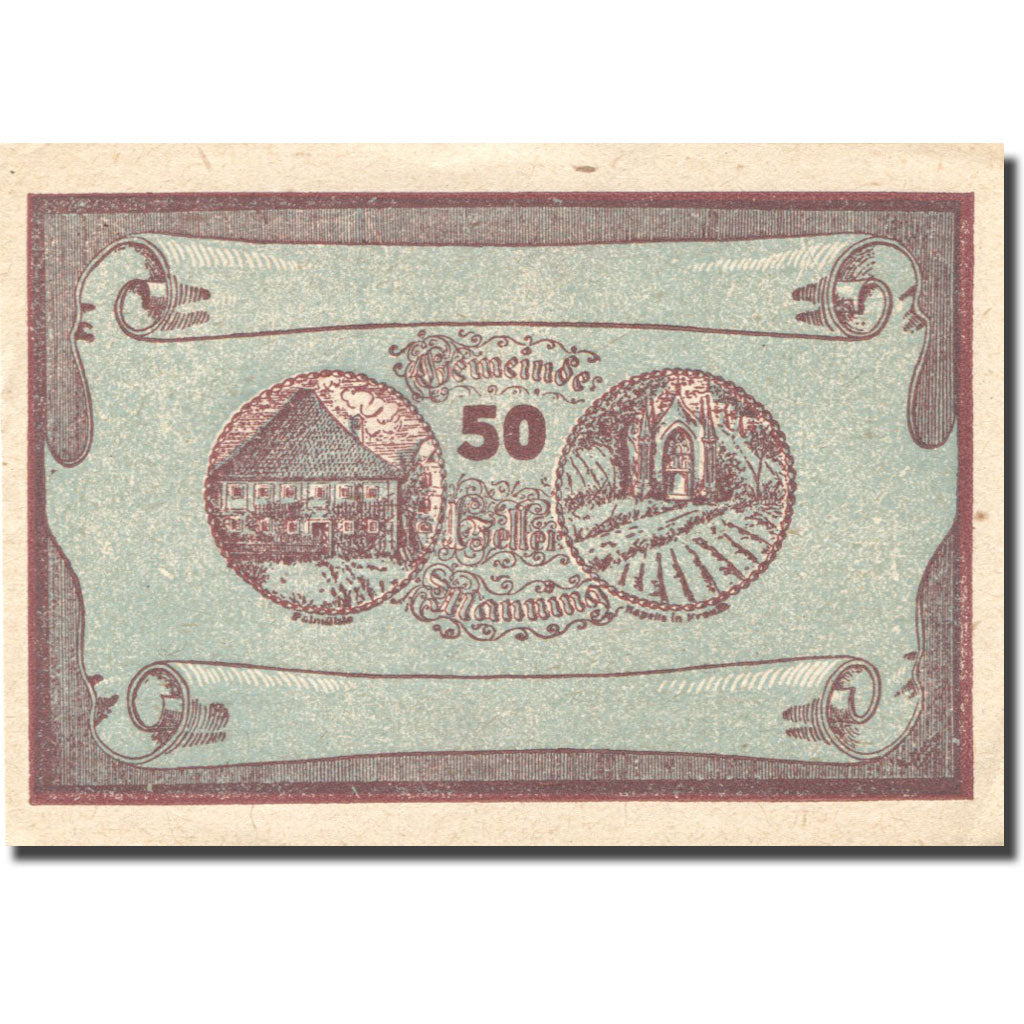 Banknote, Austria, Manning, 50 Heller, parchemin, 1920 UNC(63) Mehl:FS 578c