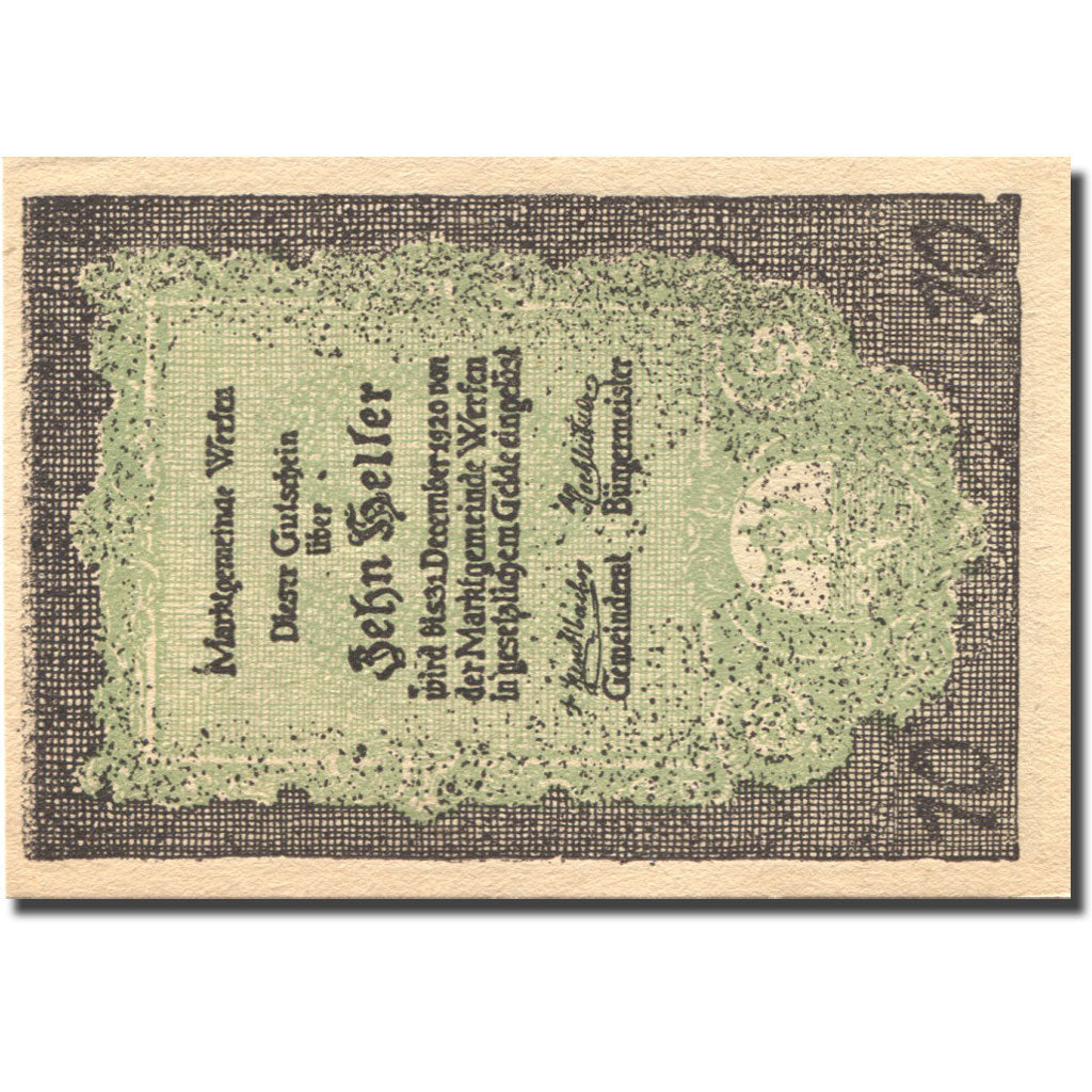 Banconote, Austria, Werfen, 10 Heller, château 1920-12-31, SPL, Mehl:FS 1173a