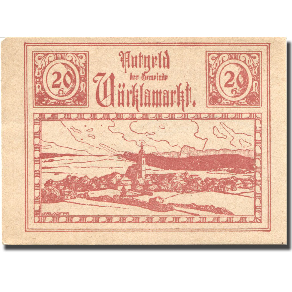 Banknote, Austria, Vöcklamarkt 20 Heller paysage 1920 UNC(60-62) Mehl:FS 1117IIc