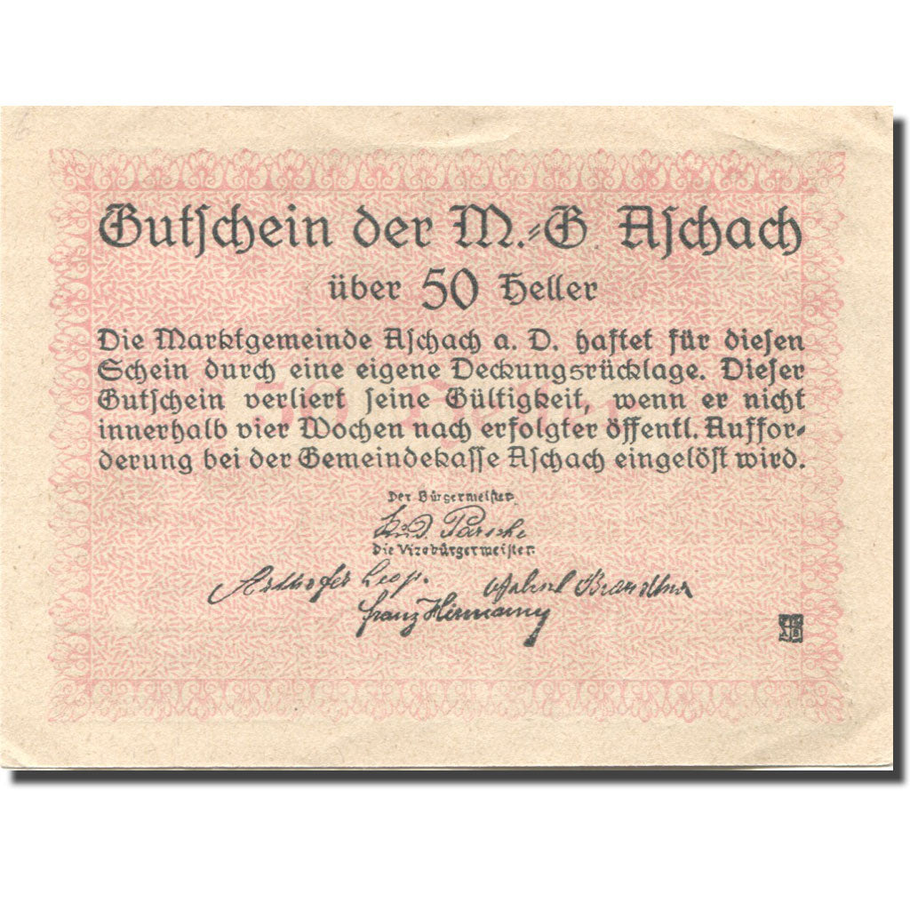 Banknote, Austria, Aschach a/d Donau, 50 Heller UNC(63) Mehl:FS 53IIB05