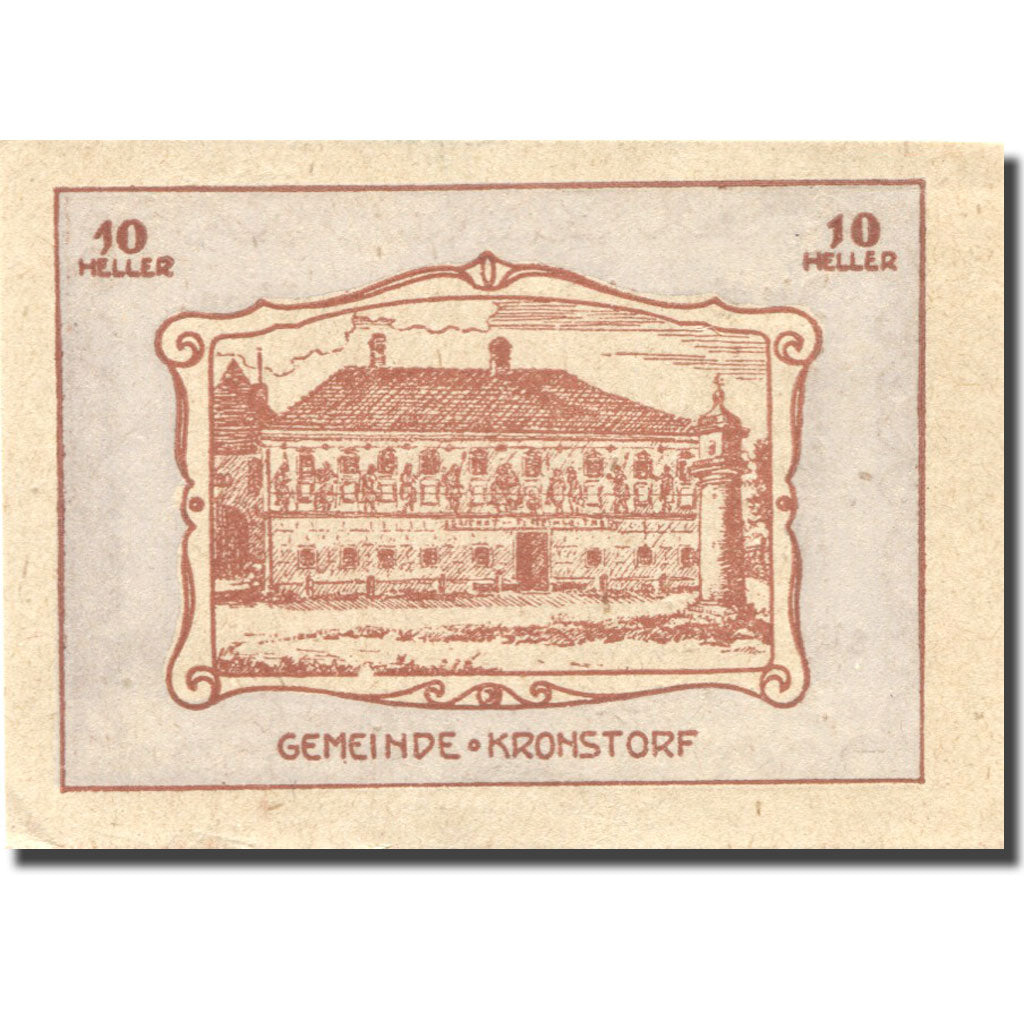 Banconote, Austria, Kronstorf, 10 Heller, château, 1920 SPL Mehl:FS 486a