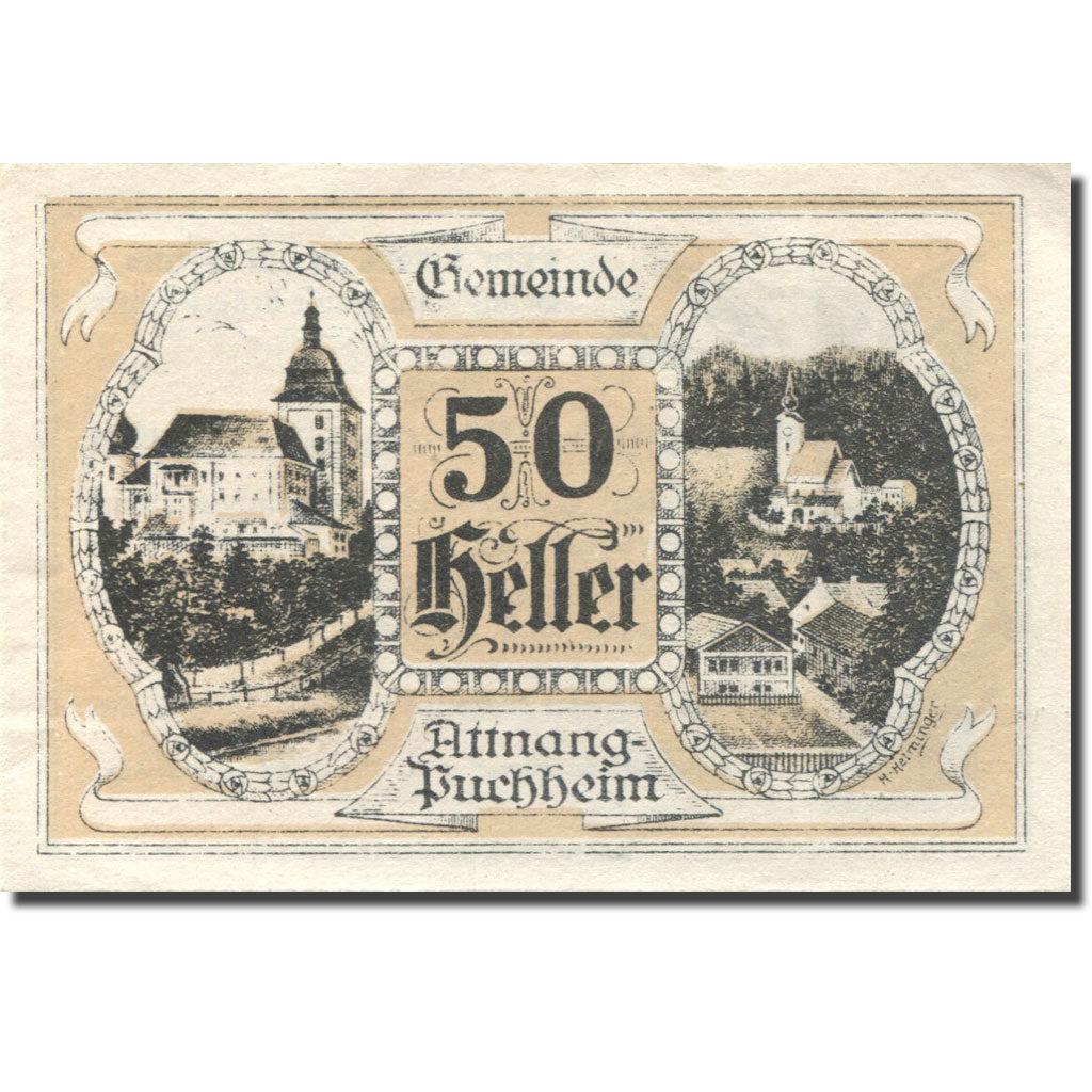 Banknote, Austria, Attnang-Puchheim 50 Heller, Eglise, 1920 UNC(63) Mehl:FS 67II