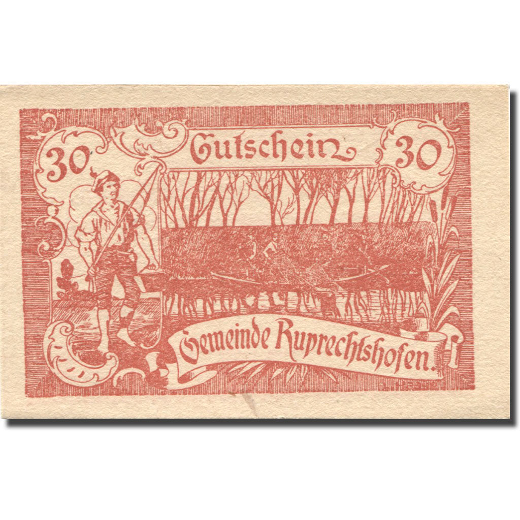 Billet, Autriche, Ruprechtshofen, 30 Heller, pêcheur, 1921, SPL, Mehl:FS 901