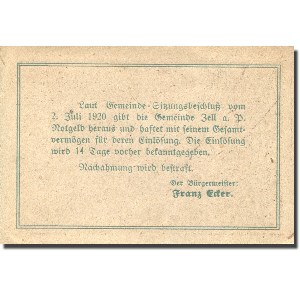 Banknote, Austria, Zell am Pettenfürst, 50 Heller 1920 UNC(63) Mehl:FS 1274a