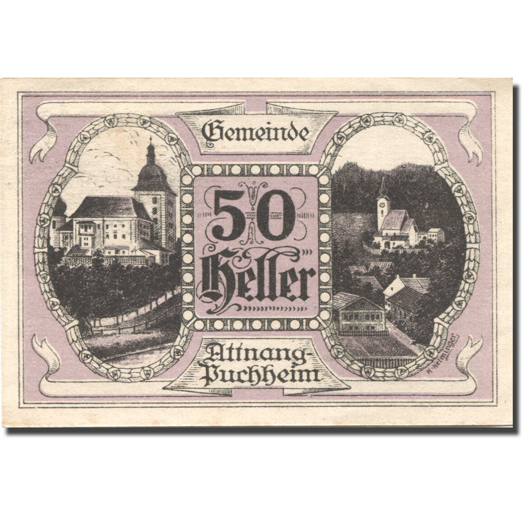 Banknote, Austria, Attnang-Puchheim 50 Heller Eglise 1921 UNC(63) Mehl:FS 61IA1