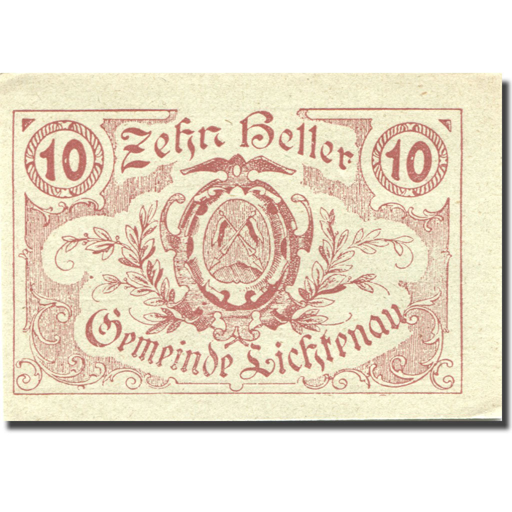 Banknote, Austria, Lichtenau, 10 Heller, Blason, 1920 UNC(63) Mehl:FS 517
