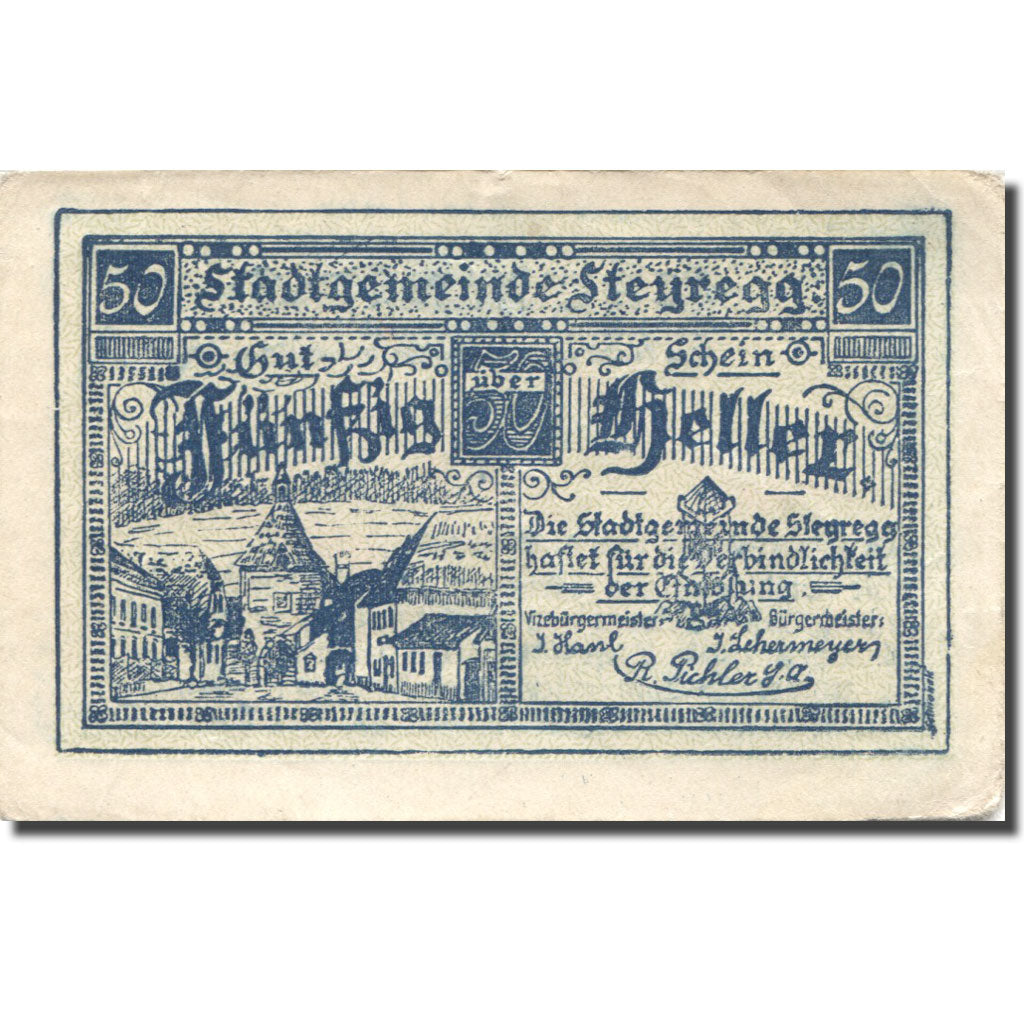 Banknot, Austria, Steyregg, 50 Heller, village, 1920, 1920-12-31, AU(50-53)