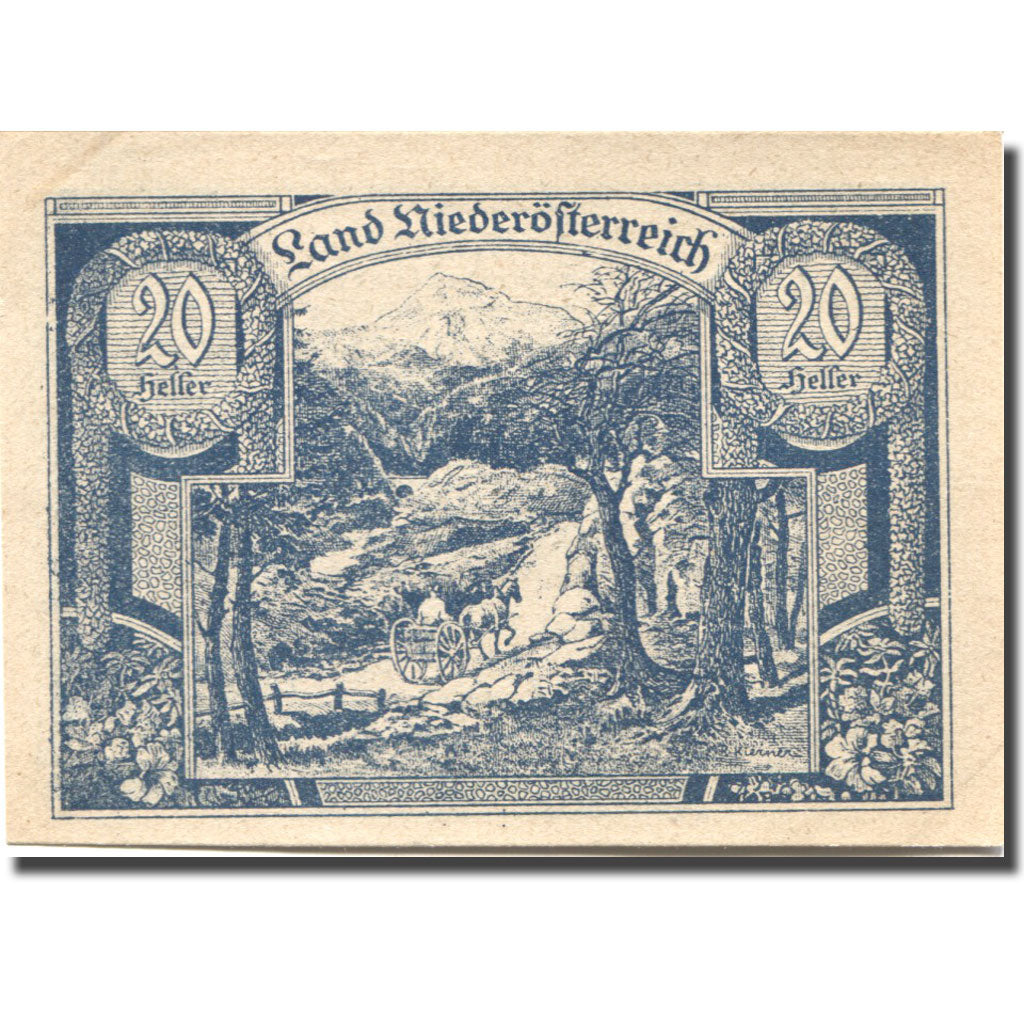 Banconote, Austria, Niederösterreich 20 Heller montagne 1920 SPL Mehl:FS 671IIa