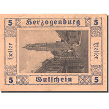 Billet, Autriche, Herzogenburg, 5 Heller, Eglise, 1920, SPL, Mehl:FS 369