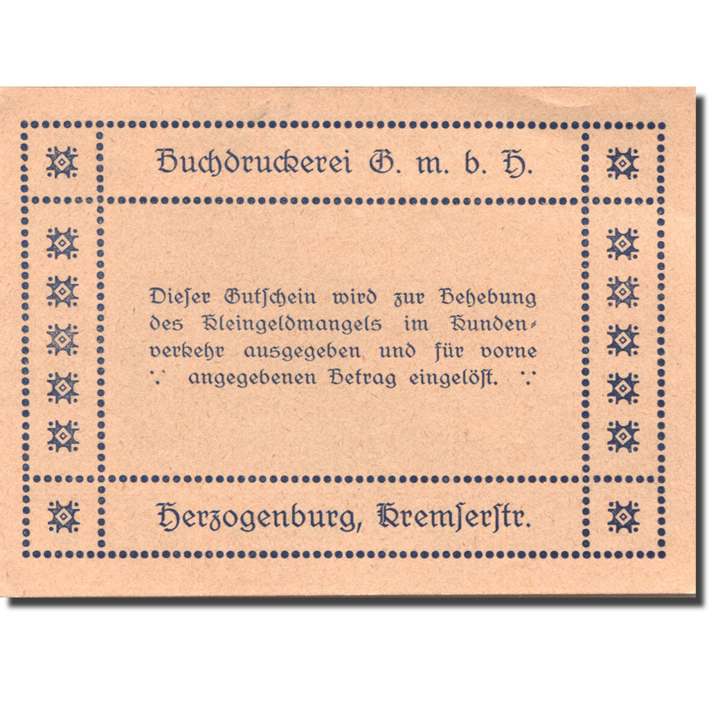 Billet, Autriche, Herzogenburg, 5 Heller, Eglise, 1920, SPL, Mehl:FS 369