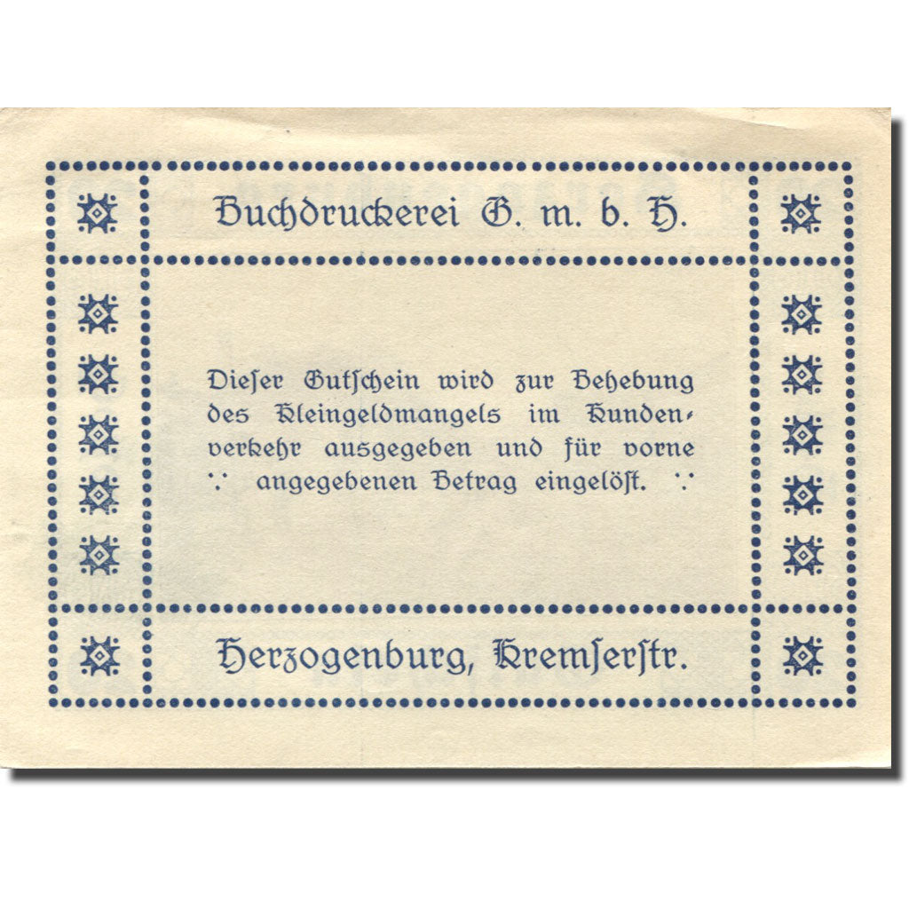 Banknote Austria Herzogenburg 20 Heller, village, 1920, AU(55-58) Mehl:FS 369