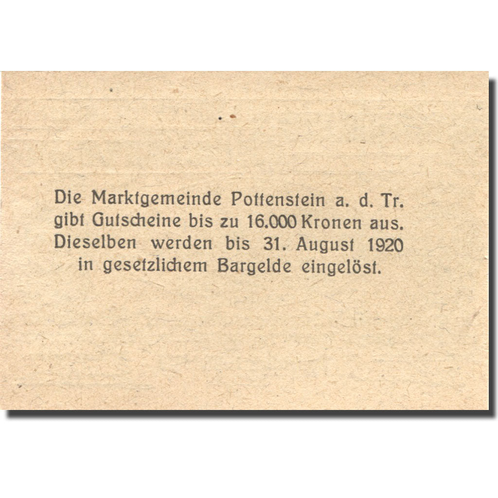 Banknote, Austria, Pottenstein, 20 Heller, rue, 1920 UNC(63) Mehl:FS 848