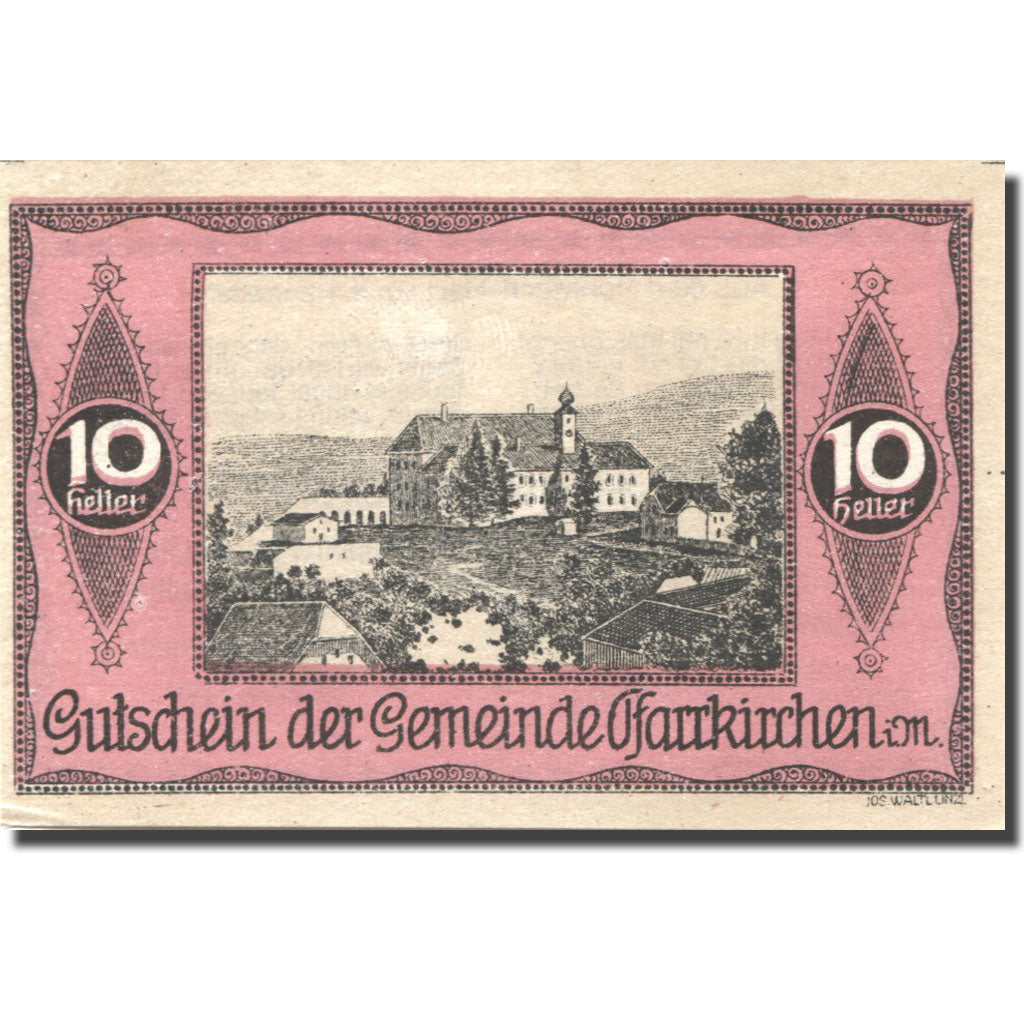 Banknote, Austria, Pfarrkirchen, 10 Heller, Eglise, UNC(63), Mehl:FS 744IIIa