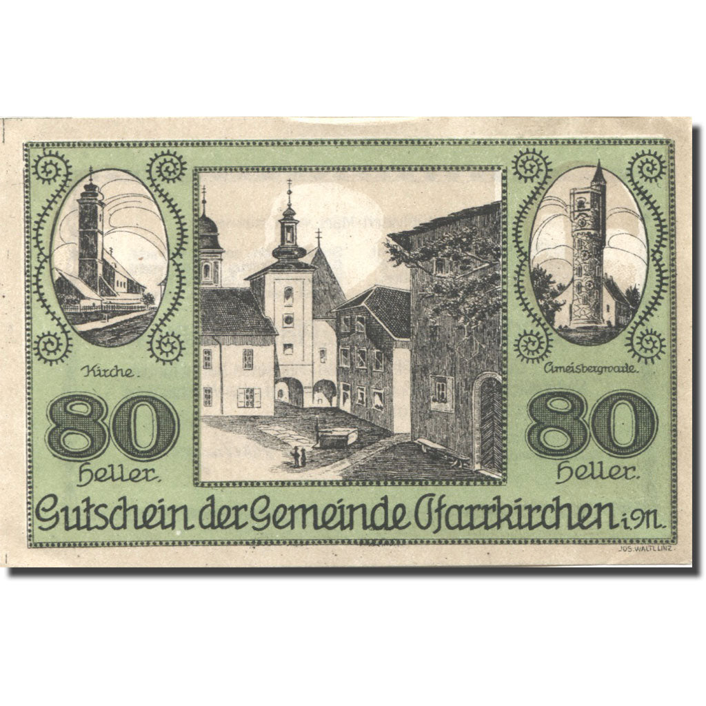 Banknote, Austria, Pfarrkirchen, 80 Heller, Monument, AU(55-58), Mehl:FS 744IIIa
