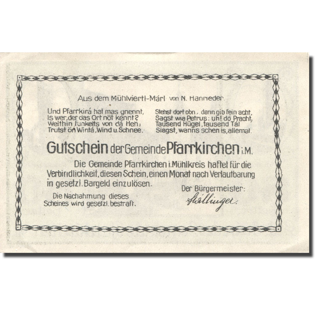 Banknote, Austria, Pfarrkirchen, 80 Heller, Monument, AU(55-58), Mehl:FS 744IIIa
