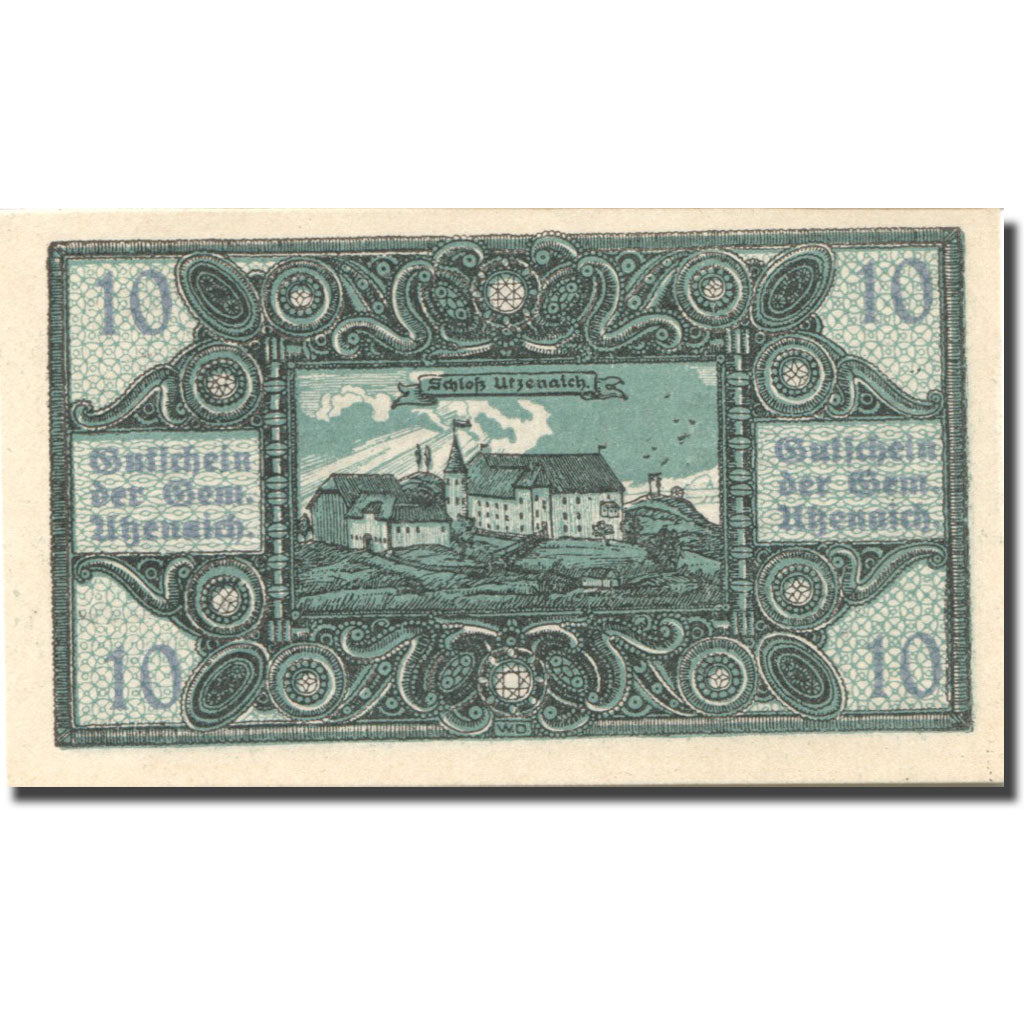 Banknote, Austria, Utzenaich 10 Heller, château, 1920 green UNC(63) Mehl:FS 1107