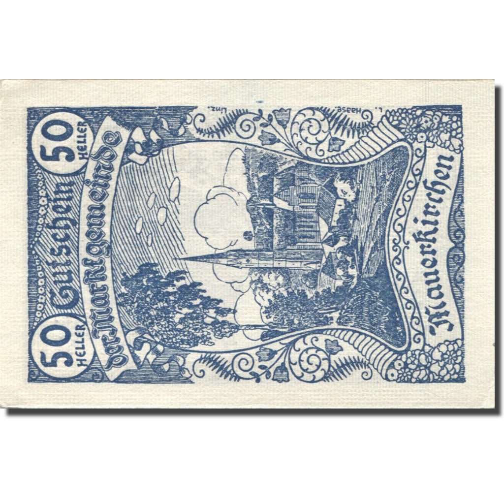 Banknote, Austria, Mauerkirchen, 50 Heller, Eglise, 1920 UNC(63) Mehl:FS 598IIa