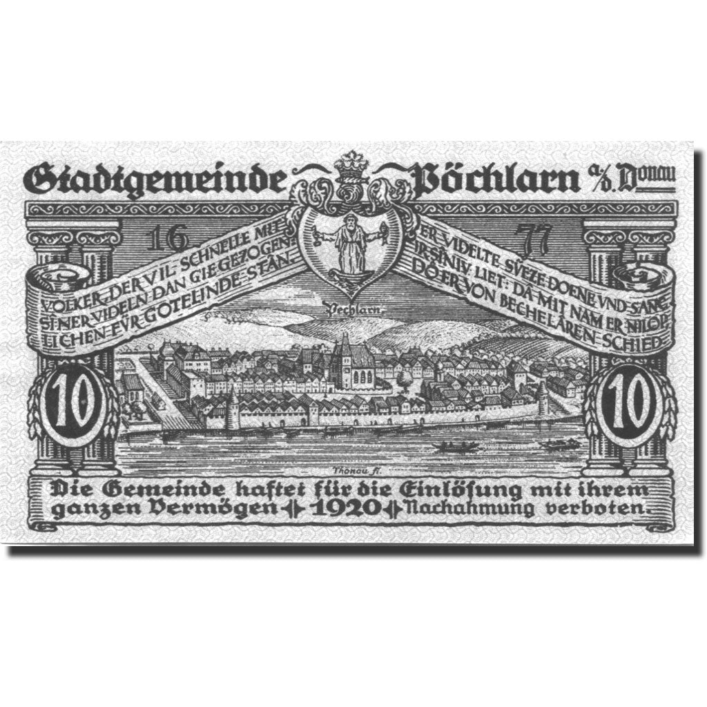 Banknote, Austria, Pöchlarn, 10 Heller, château, 1920 UNC(63) Mehl:FS 755III