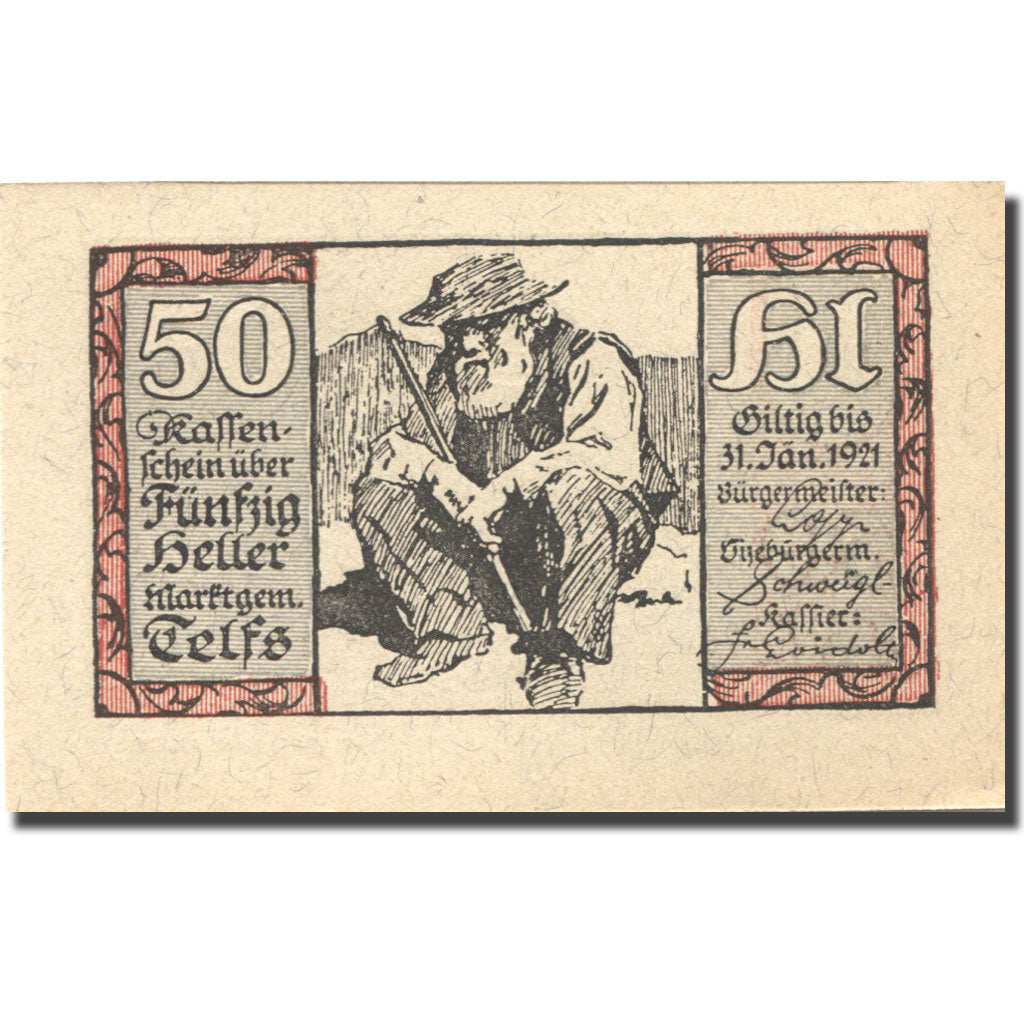 Banknote, Austria, Telfs, 50 Heller, ferme 1921-01-31, UNC(63), Mehl:FS 1061a