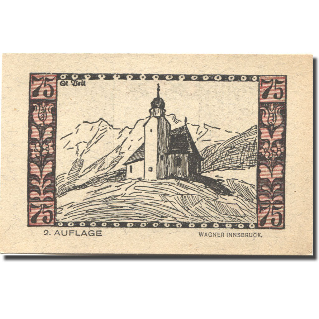 Banknote, Austria, Telfs, 75 Heller, Eglise 1921-01-31, UNC(63), Mehl:FS 1061d