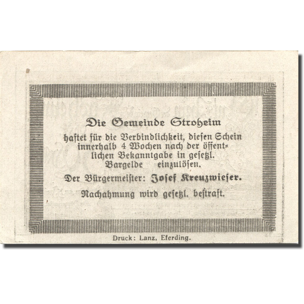 Banknote, Austria, Stroheim, 50 Heller Eglise 1920 UNC(63) brown Mehl:FS 1050Ia