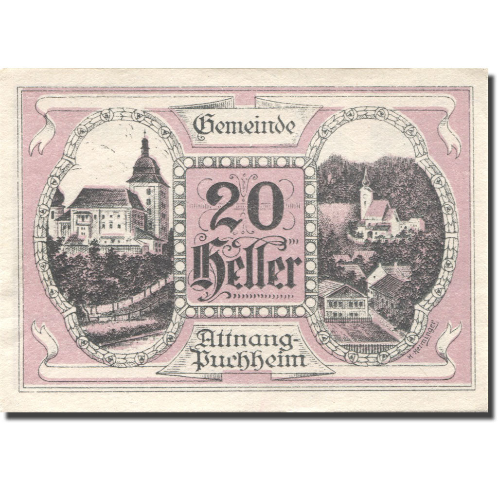 Billet, Autriche, Attnang-Puchheim, 20 Heller, Eglise, 1921, SPL Mehl:FS 61IA1