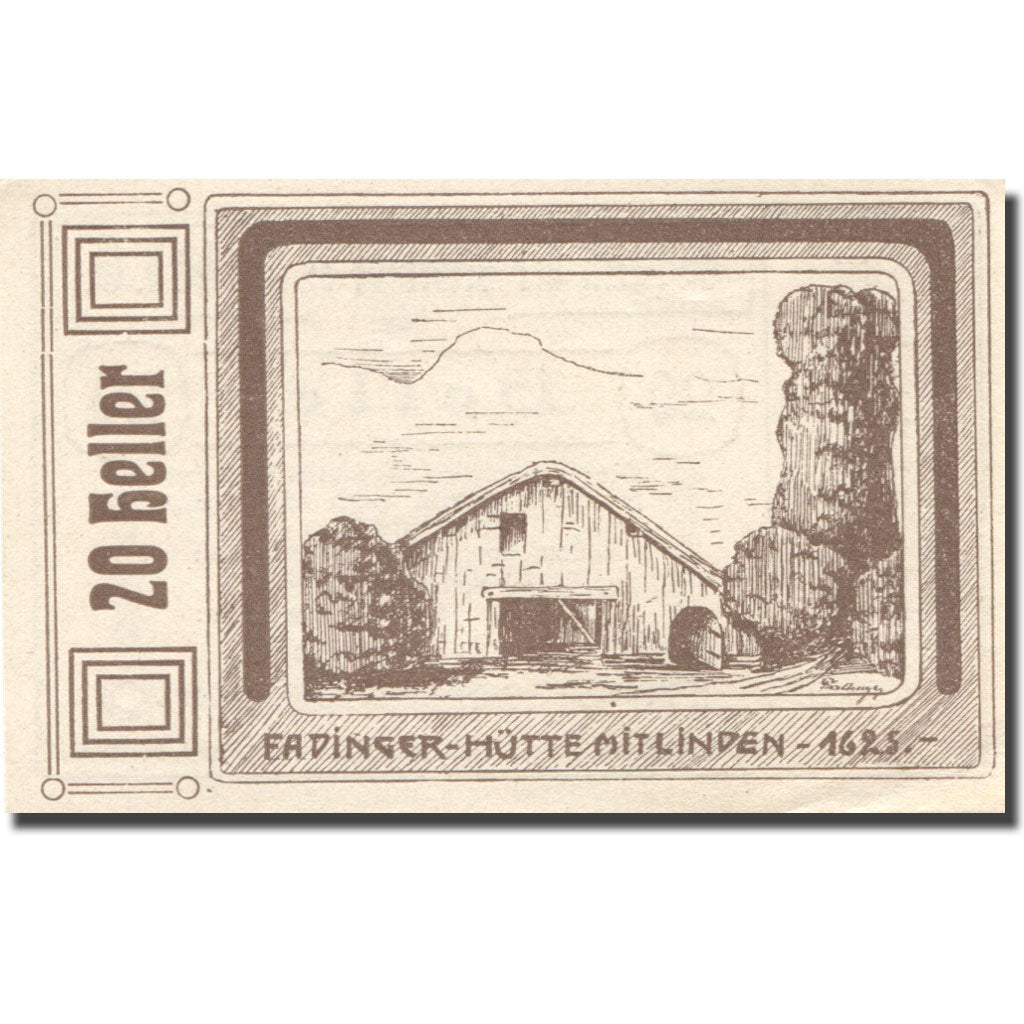 Banknote, Austria, St Agatha, 20 Heller, grange, 1920 UNC(63) Mehl:FS 877Ib3