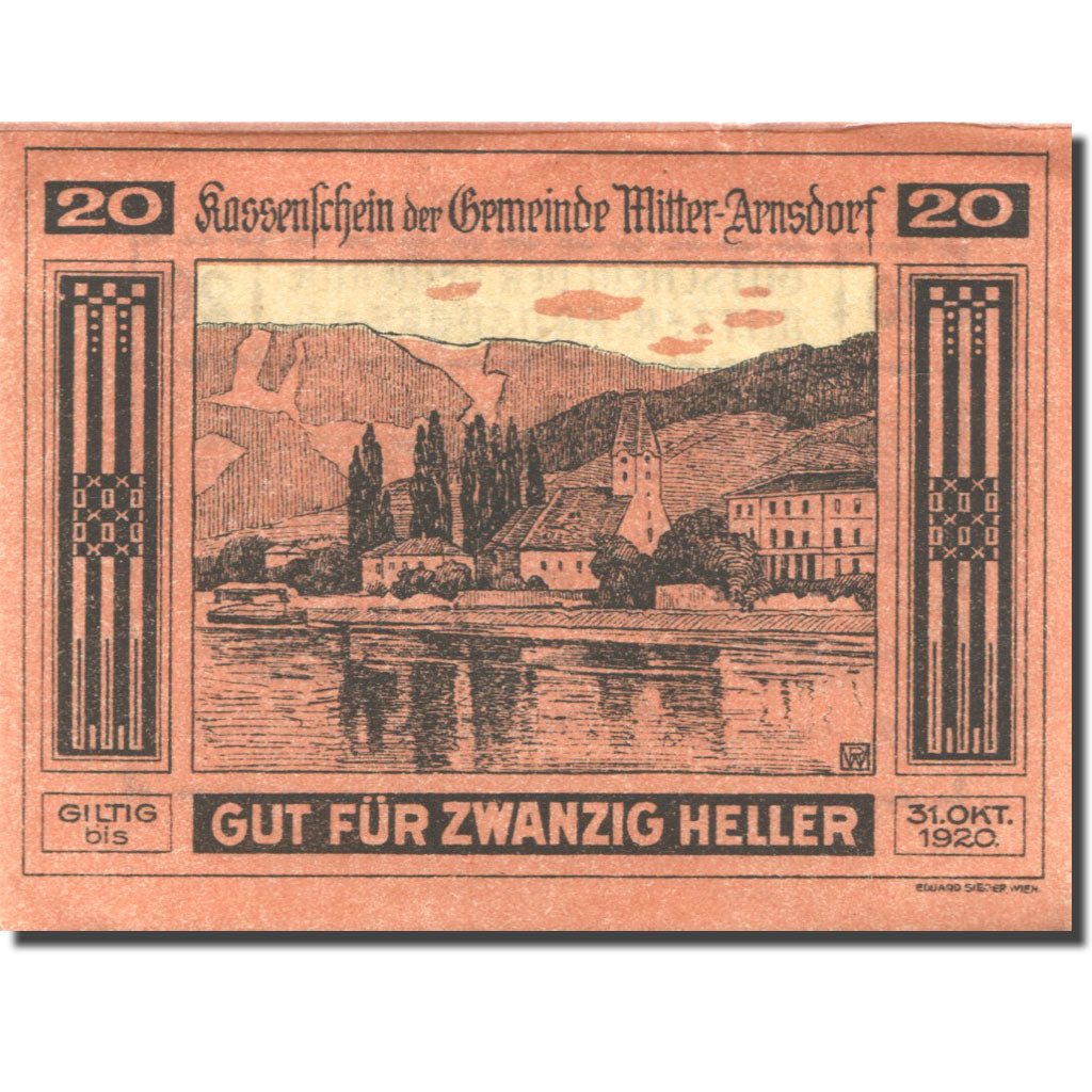 Banknote, Austria, Mitter-Arnsdorf, 20 Heller 1920 orange UNC(63) Mehl:FS 617a