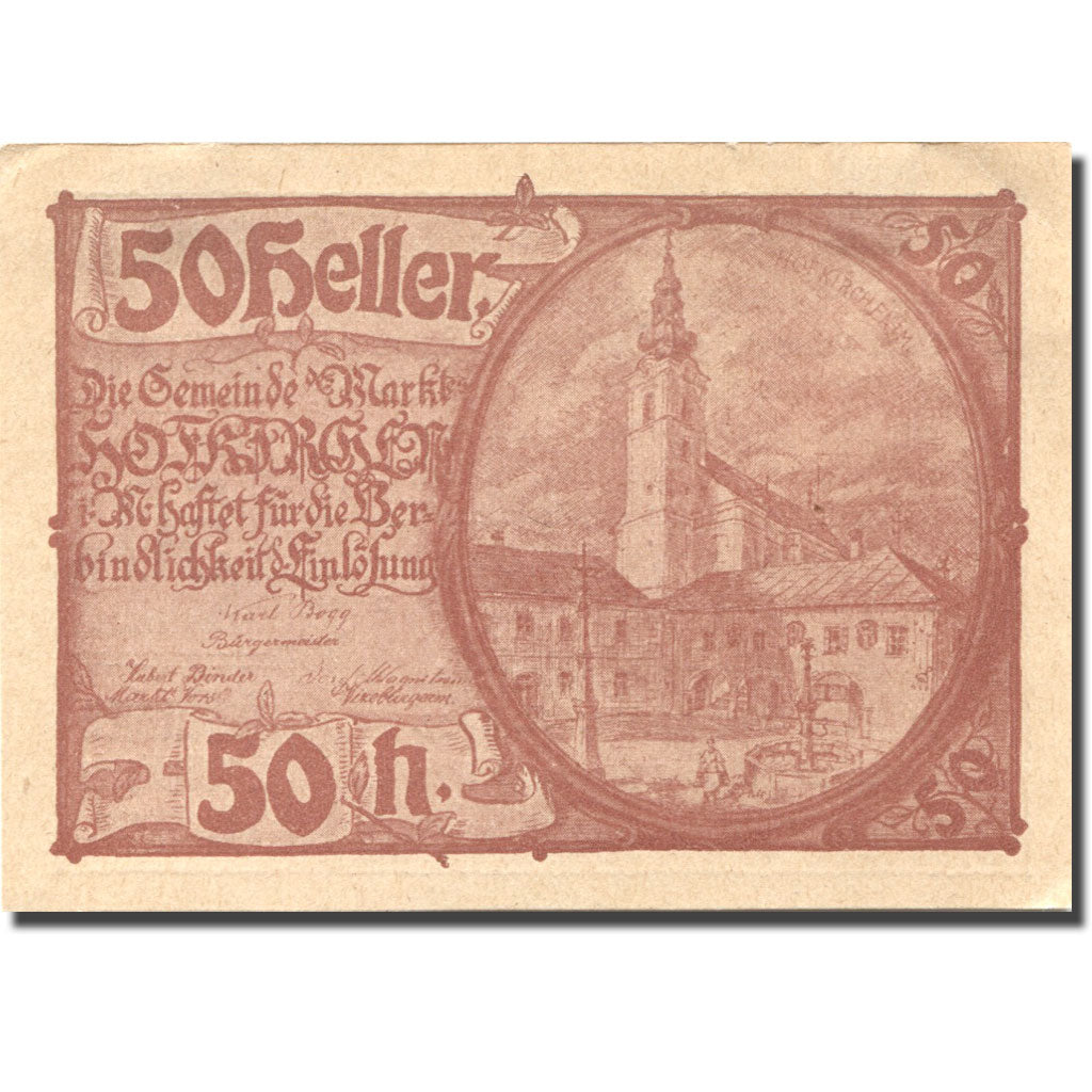 Banknote, Austria, Hofkirchen, 50 Heller, Eglise, 1920 AU(55-58) Mehl:FS 386Ib