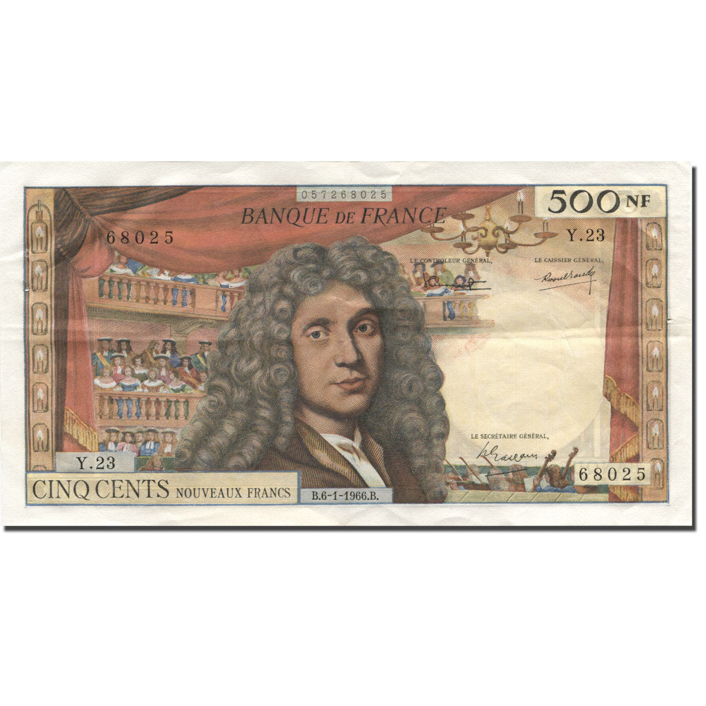 Francia, 500 Nouveaux Francs, Molière, 1966, 1966-01-06, BB+, Fayette:60.9