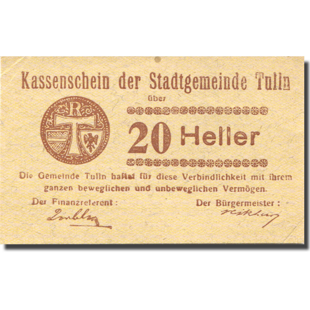 Banknote, Austria, Tulln, 20 Heller, Blason 1920-09-30, UNC(63), Mehl:FS 1083I