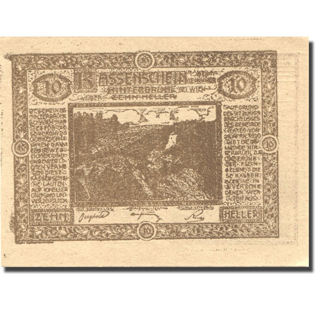 Banknote, Austria Hinterbrühl 10Heller paysage 1920 UNC(63) brown Mehl:FS 376Ib1