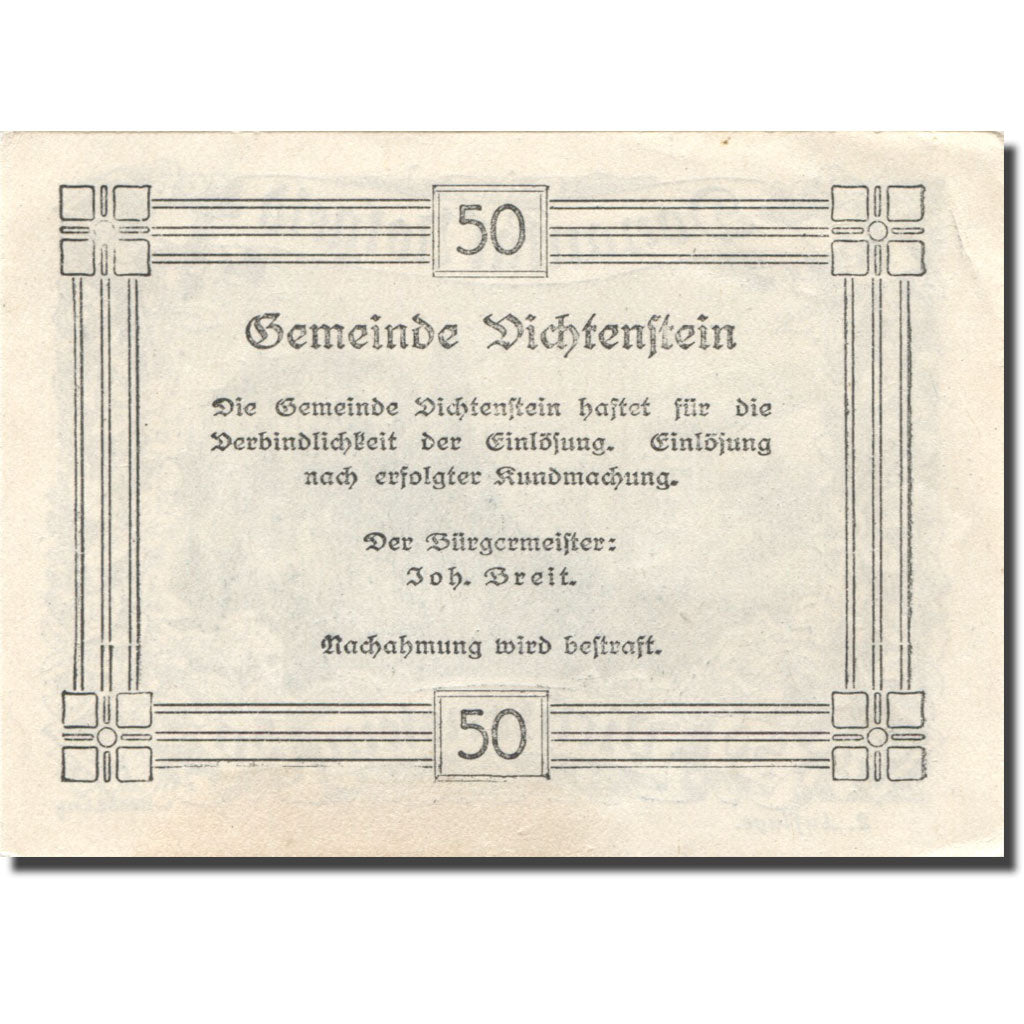 Banknote, Austria, Dichtenstein, 50 Heller, château, UNC(60-62), Mehl:FS 127f