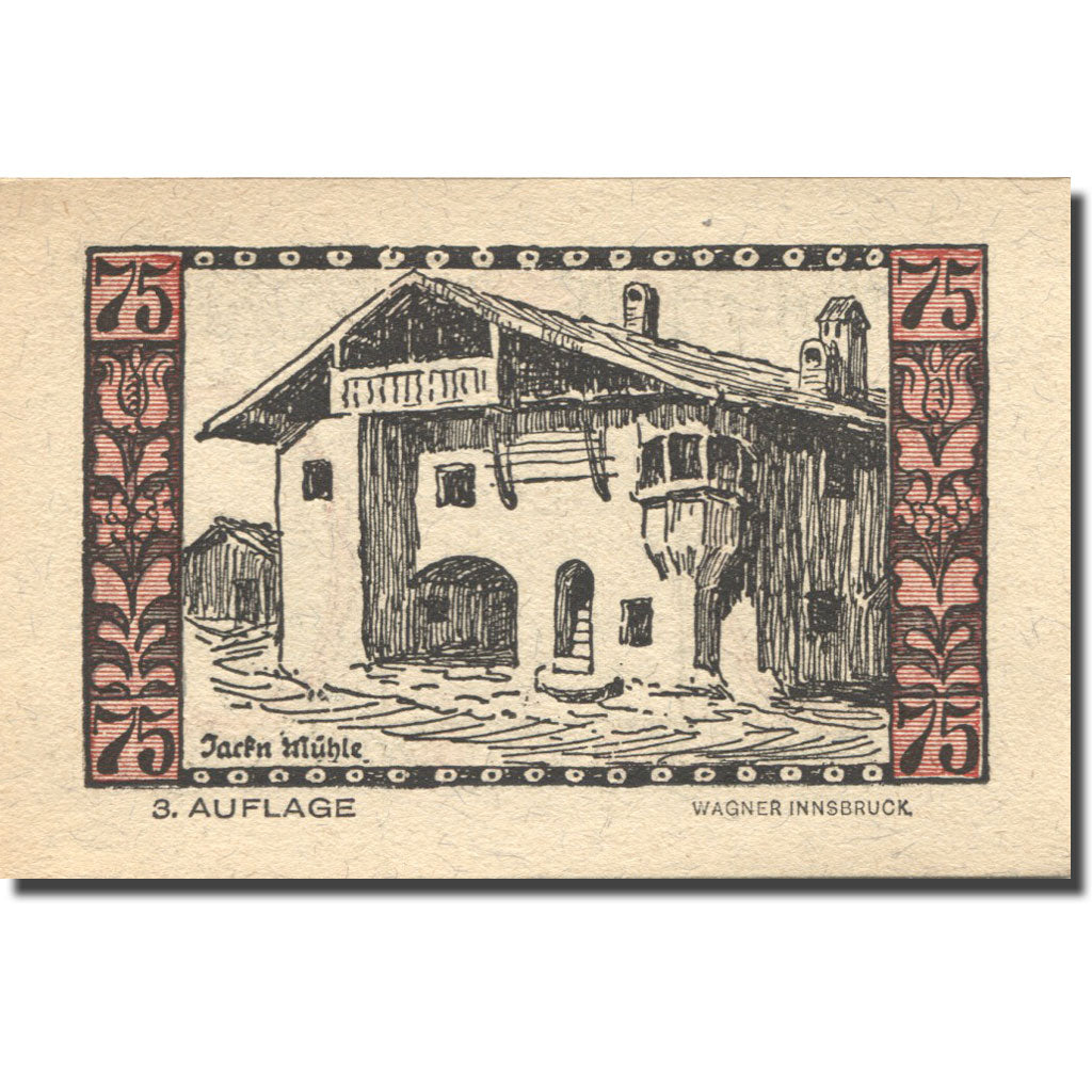 Banknote, Austria, Telfs, 75 Heller, chalet 1921-01-31, UNC(63), Mehl:FS 1061j