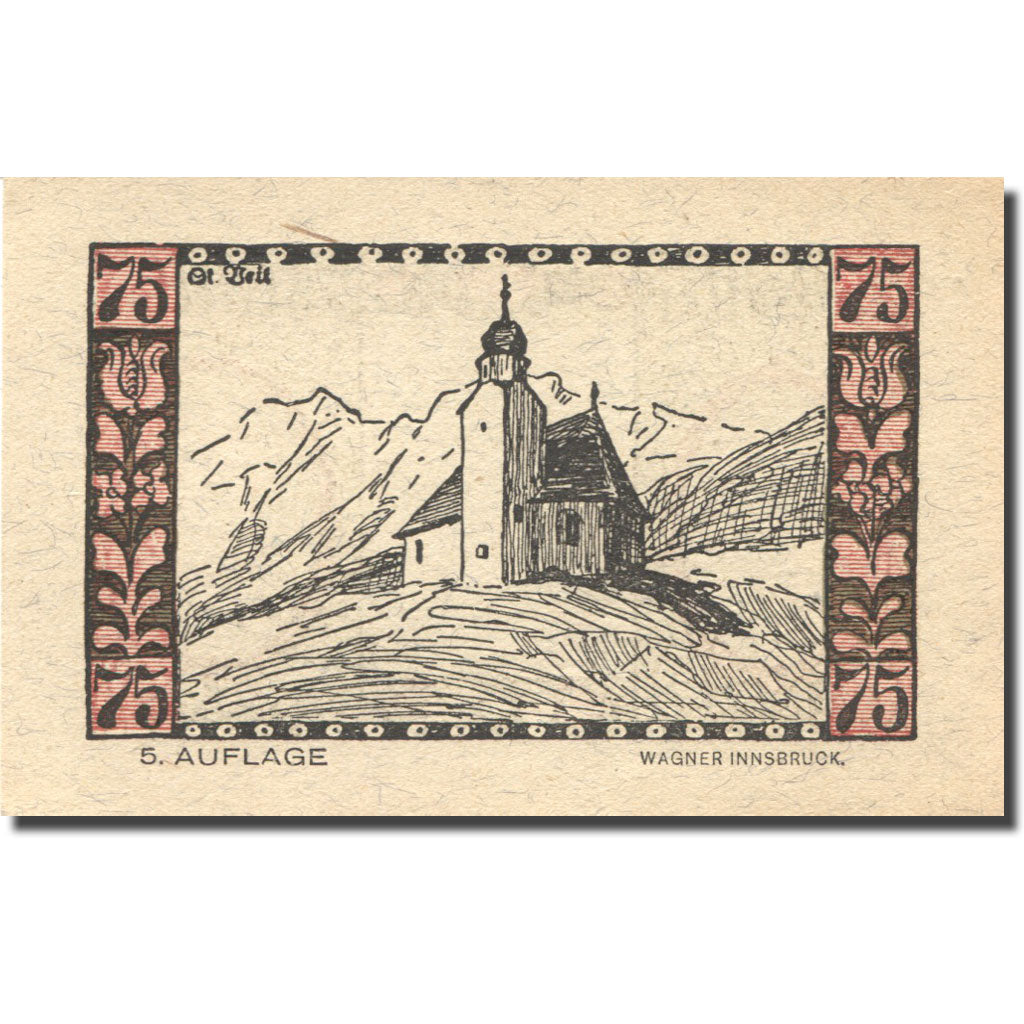 Banknote, Austria, Telfs, 75 Heller, Eglise 1921-01-31, UNC(63), Mehl:FS 1061j