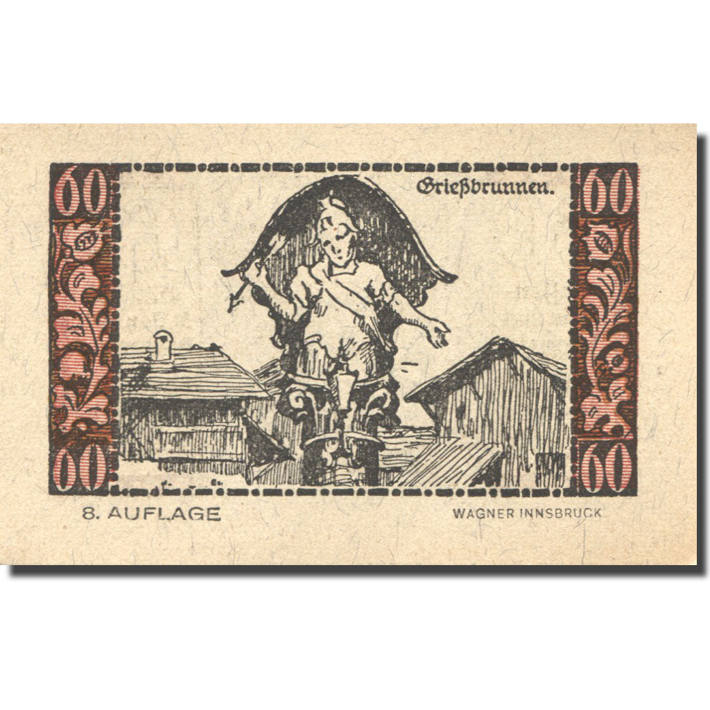 Geldschein, Österreich, Telfs, 60 Heller, personnage, 1921 UNZ- Mehl:FS 1061j