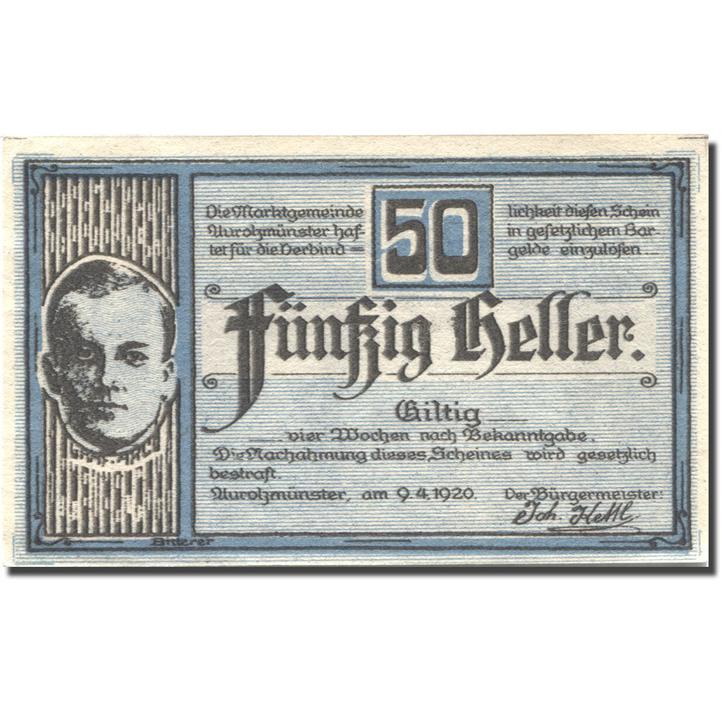 Banknote, Austria, Aurolzmünster, 50 Heller, château, 1920 UNC(63) Mehl:FS 69a