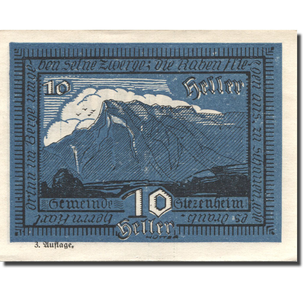 Banknote, Austria, Siezenheim, 10 Heller, montagne, 1920 UNC(63) Mehl:FS 996a