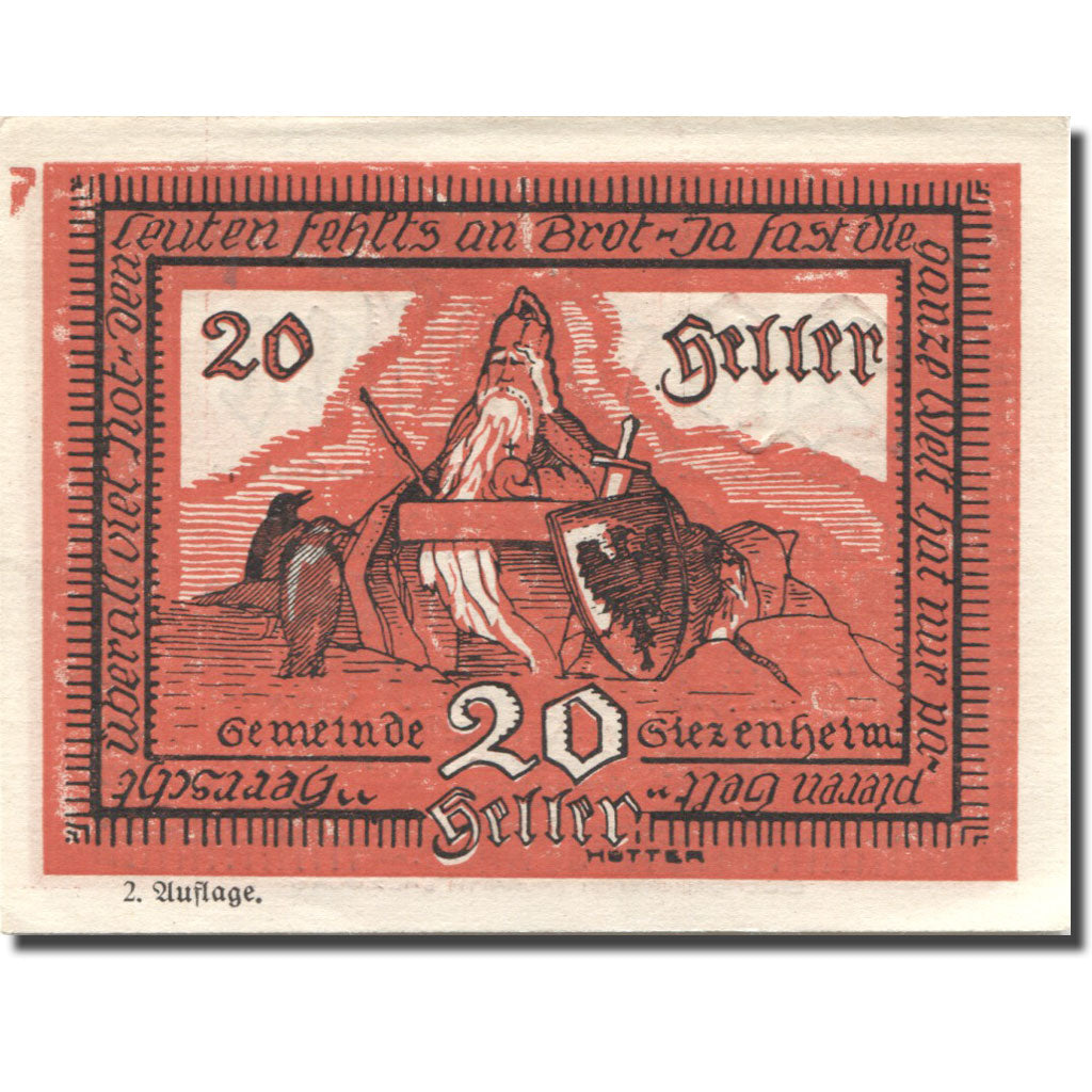 Banknote, Austria, Siezenheim, 20 Heller, chevalier, 1920 UNC(63) Mehl:FS 996b