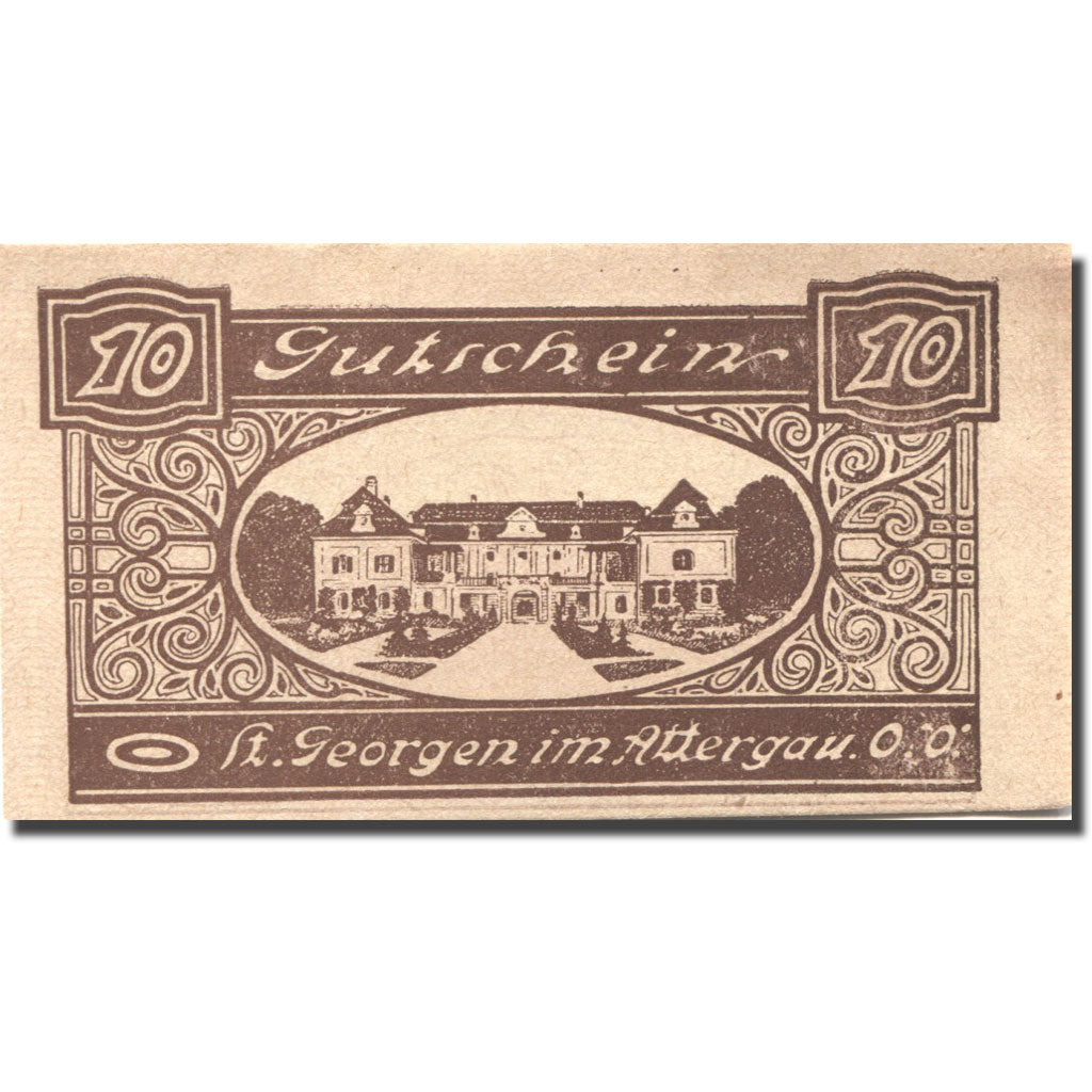 Banknote, Austria, St Georgen, 10 Heller, gare, 1920 UNC(63) Mehl:FS 888Ia