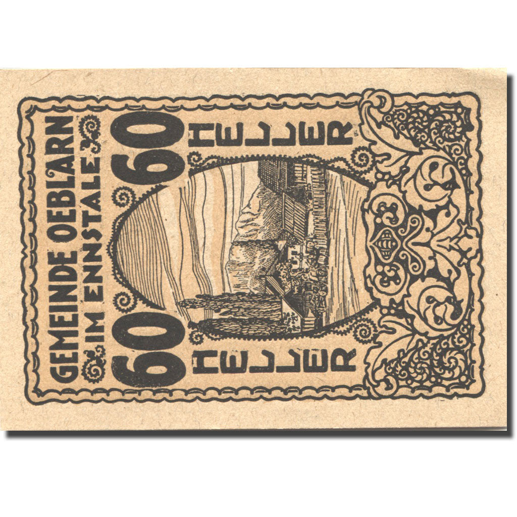 Banknote, Austria, Oeblarn, 60 Heller, montagne 1, 1920 UNC(63) Mehl:FS 700IIa