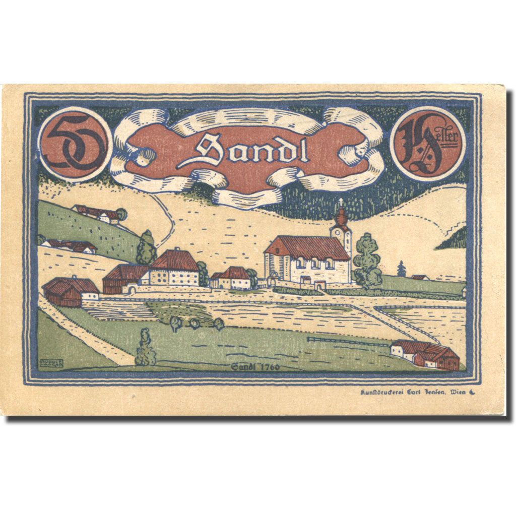Banknote, Austria, Sandl, 50 Heller, paysage 1920-12-31 UNC(63), Mehl:FS 874IVb