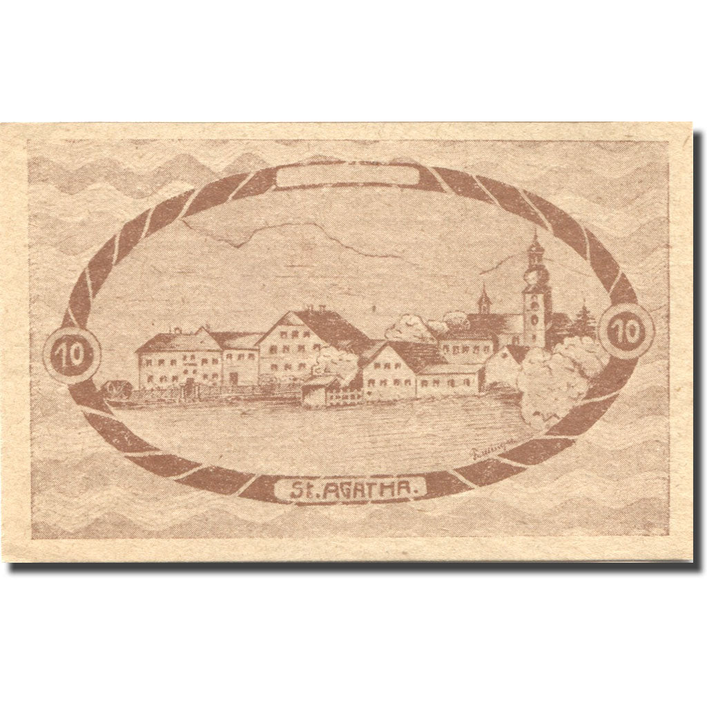 Banknote, Austria, St Agatha, 10 Heller, village, 1920 UNC(63) Mehl:FS 877Ia