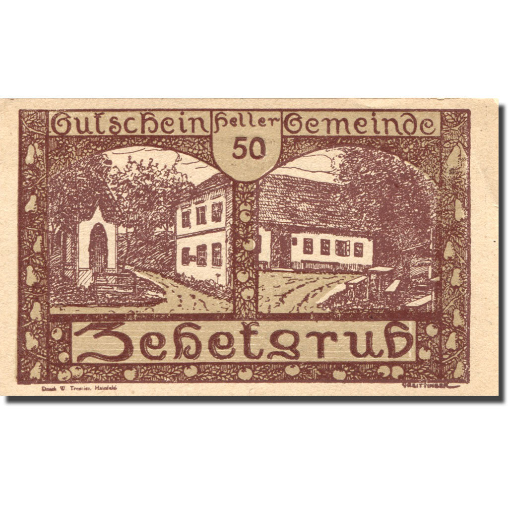 Banknote, Austria, Zehetgrub, 50 Heller, ferme, 1920 UNC(63) Mehl:FS 1262b