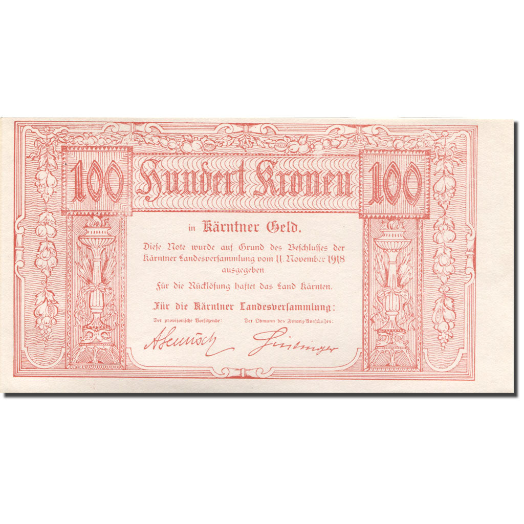 Nota, ESTADOS AUSTRÍACOS, 100 Kronen, 1918, 1918-11-11, KM:S105a, UNC(63)